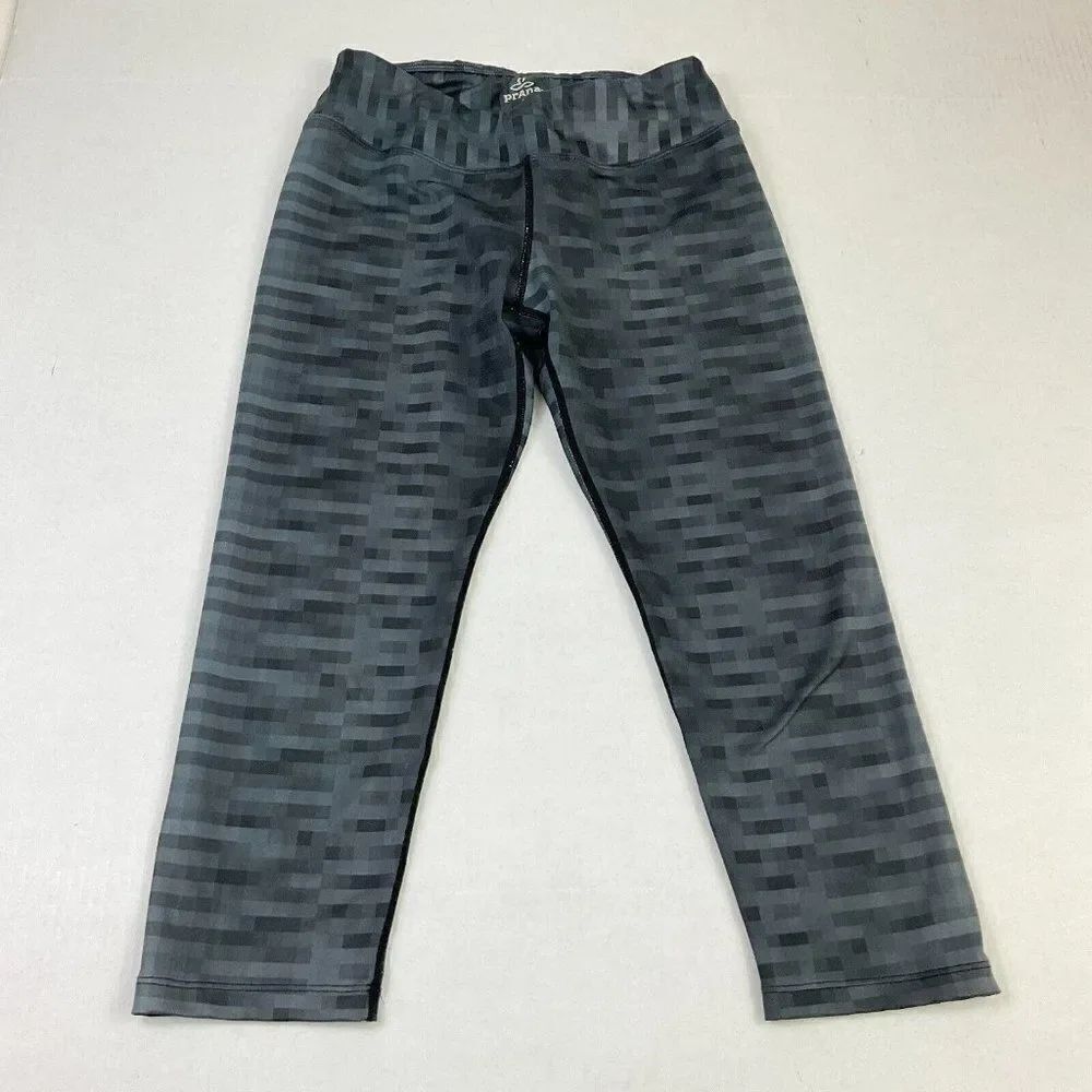 Prana Womens Cropped Leggings Gray Active Pull On Workout Capri Stretch S Small